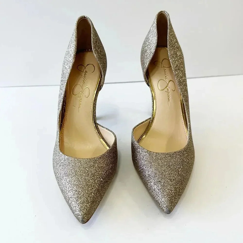 JESSICA SIMPSON Sparkly D'Orsay Party Heels Size 7.5‎
